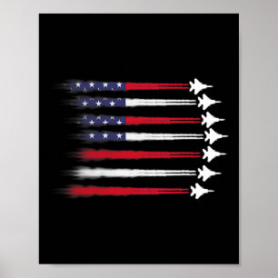 Patriotisches Rot Weiß Blau USA-Flagge-Kampfjets 4 Poster