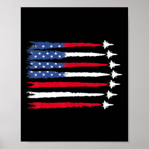 Patriotisches Rot Weiß Blau USA-Flagge-Kampfjets 4 Poster