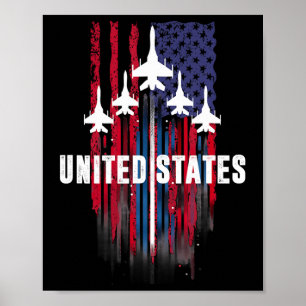 Patriotisches Rot Weiß Blau USA-Flagge-Kampfjets 4 Poster