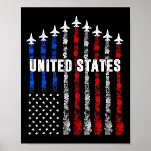 Patriotisches Rot Weiß Blau USA-Flagge-Kampfjets 4 Poster