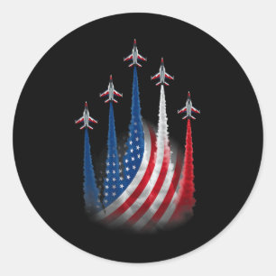Patriotisches Rot Weiß Blau USA-Flagge-Kampfjets 4 Runder Aufkleber