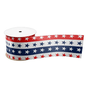 Patriotisches Rot, Weiß & Blau USA Sterne & Streif Satinband