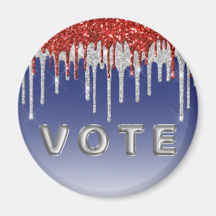 Patriotisches Rot Weiß Glitter-Tropf Blau Wählen Magnet