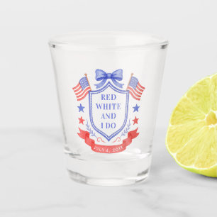 Patriotisches Rot Weiß & Ich Tue Hochzeitsdusche Schnapsglas