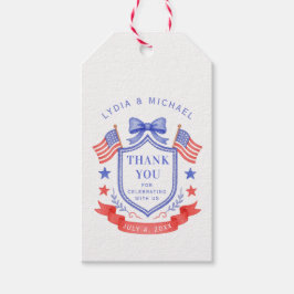 Patriotisches Rot Weiß & Ich Tue Monogramm-Hochzei Geschenkanhänger