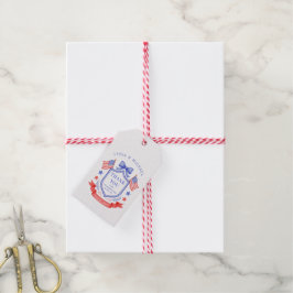 Patriotisches Rot Weiß & Ich Tue Monogramm-Hochzei Geschenkanhänger