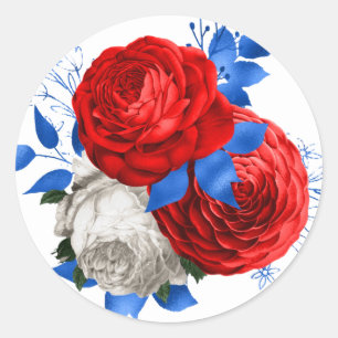 Patriotisches rotes Rosenbouquet Runder Aufkleber