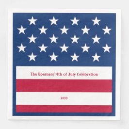 Patriotisches Rotes Weiß & Blau Altes Glanzpapier  Serviette