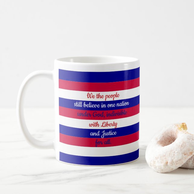 Patriotisches Rotes Weiß und Blau Wir Menschen Bot Kaffeetasse (Mit Donut)