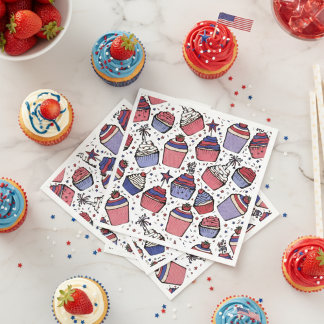 Patriotisches Rotes Weiß und Blaues Cupcake-Party Serviette