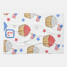 Patriotisches Rotes Weißes Blaues Flag Cupcakes Mo Geschirrtuch