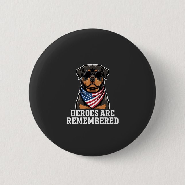 Patriotisches Rottweiler-Held-Hund-Vektor-Design Button (Vorderseite)
