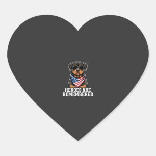 Patriotisches Rottweiler-Held-Hund-Vektor-Design Herz-Aufkleber