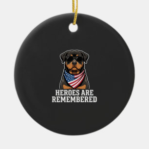 Patriotisches Rottweiler-Held-Hund-Vektor-Design Keramik Ornament