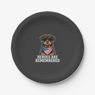 Patriotisches Rottweiler-Held-Hund-Vektor-Design Pappteller