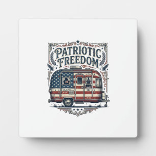 Patriotisches RV-Camper-Vektorgrafik-T-Shirt Fotoplatte