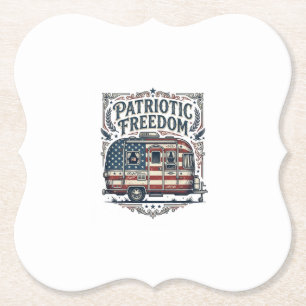 Patriotisches RV-Camper-Vektorgrafik-T-Shirt Untersetzer