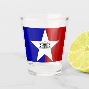 Patriotisches Schiebeglas mit der Flagge San Anton Schnapsglas