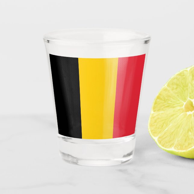 Patriotisches Schießglas mit belgischer Flagge Schnapsglas (Vorderseite)
