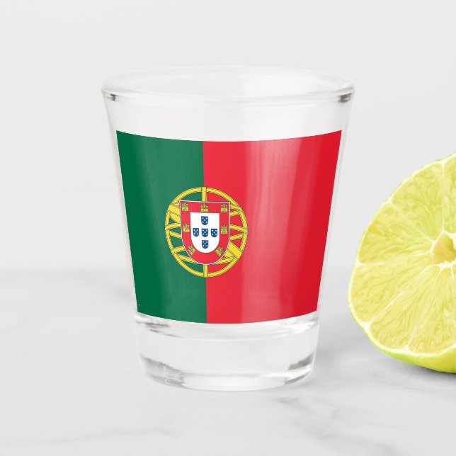 Patriotisches Schießglas mit der Flagge Portugals Schnapsglas (Vorderseite)