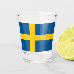Patriotisches Schießglas mit der Flagge Schwedens Schnapsglas
