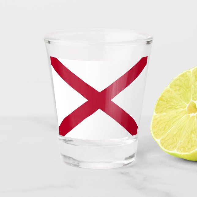 Patriotisches Schießglas mit der Flagge von Alabam Schnapsglas (Vorderseite)