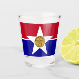 Patriotisches Schießglas mit der Flagge von Dallas Schnapsglas