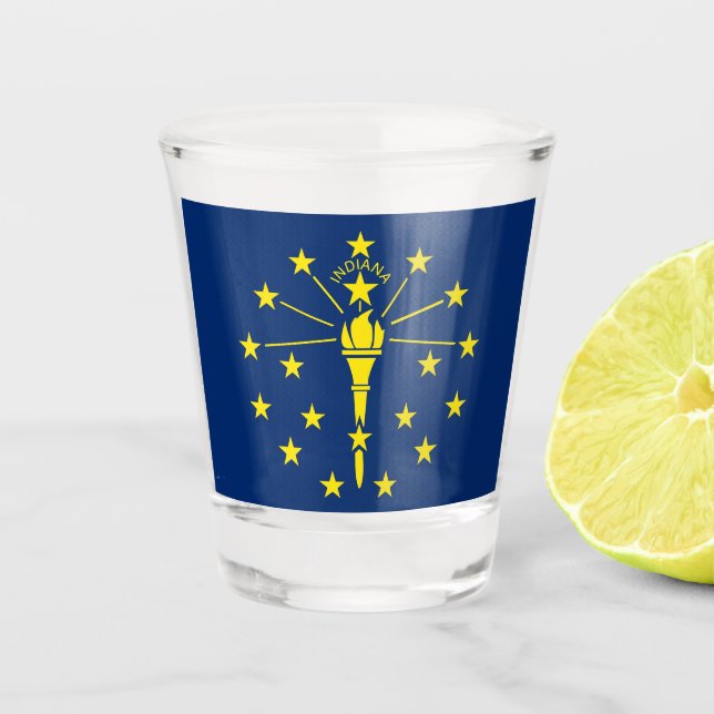 Patriotisches Schießglas mit der Flagge von Indian Schnapsglas (Vorderseite)