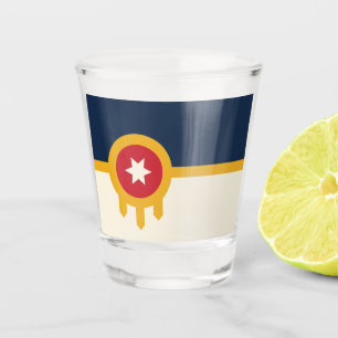 Patriotisches Schießglas mit der Flagge von Tulsa, Schnapsglas