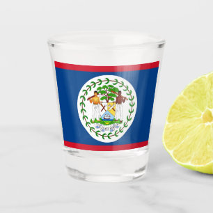 Patriotisches Schießglas mit Flagge von Belize Schnapsglas
