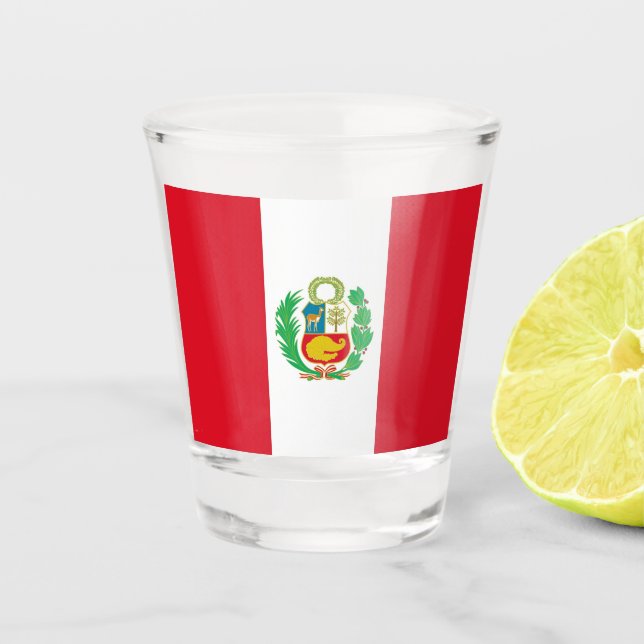 Patriotisches Schießglas mit Peru-Flagge Schnapsglas (Vorderseite)