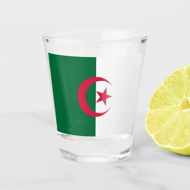 Patriotisches Schießglas unter algerischer Flagge Schnapsglas (Vorderseite)