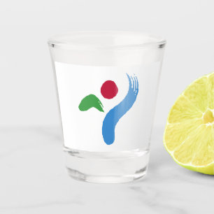 Patriotisches Schnapsglas mit Flagge von Seoul