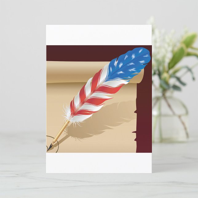 Patriotisches Schreiben Feder auf antiker Papier Einladung (Von Creator hochgeladen)