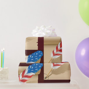 Patriotisches Schreibfeder auf antiker Papier Geschenkpapier