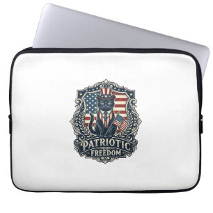 Patriotisches schwarzes Katze Vektorgrafik T-Shirt Laptopschutzhülle