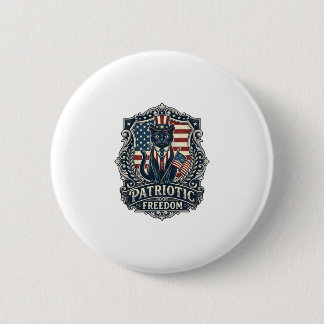 Patriotisches schwarzes Katzen-Vektorgrafik-T-Shir Button