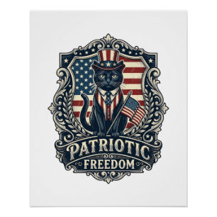 Patriotisches schwarzes Katzenvektor-Grafik-T-Shir Poster