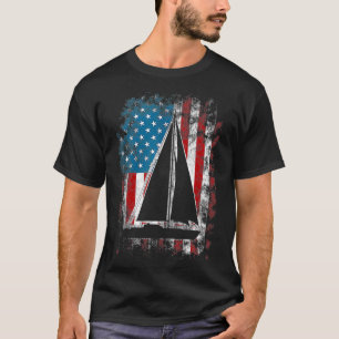 Patriotisches Segeln 4. Juli American Flag Segler T-Shirt