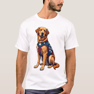 Patriotisches Servicehund Golden Retriever Shirt