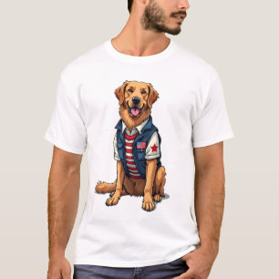 Patriotisches Servicehund Golden Retriever Shirt 4