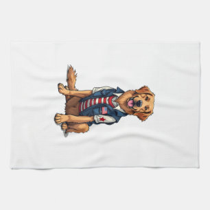 Patriotisches Servicehund Golden Retriever Shirt 4 Geschirrtuch