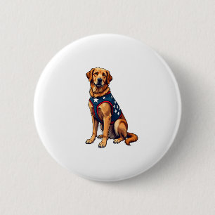 Patriotisches Servicehund Golden Retriever Shirt Button