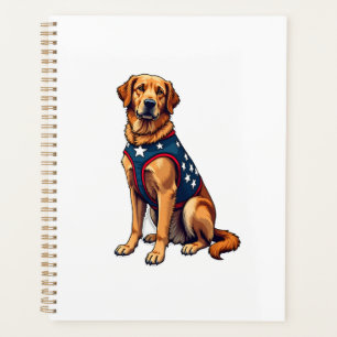 Patriotisches Servicehund Golden Retriever Shirt Planer