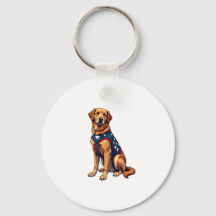 Patriotisches Servicehund Golden Retriever Shirt Schlüsselanhänger