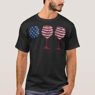 Patriotisches Shirt Weinglas Funny 4. Juli Tshir