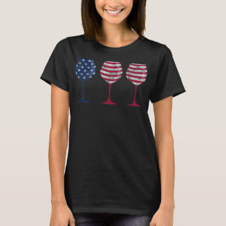 Patriotisches Shirt Weinglas Funny 4. Juli Tshir