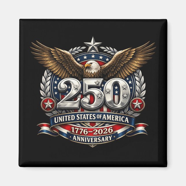 Patriotisches Silber-Semiquincentennial-Emblem Magnet (Vorne)