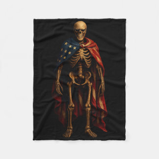 Patriotisches Skelett Amerikanische Flagge Gothic Fleecedecke