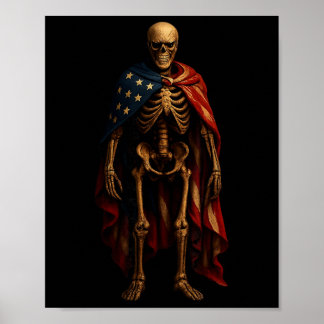 Patriotisches Skelett Amerikanische Flagge Gothic Poster